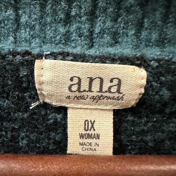 A.n.a Teal Checkered Sweater- Size 0X - Picture 3 of 4